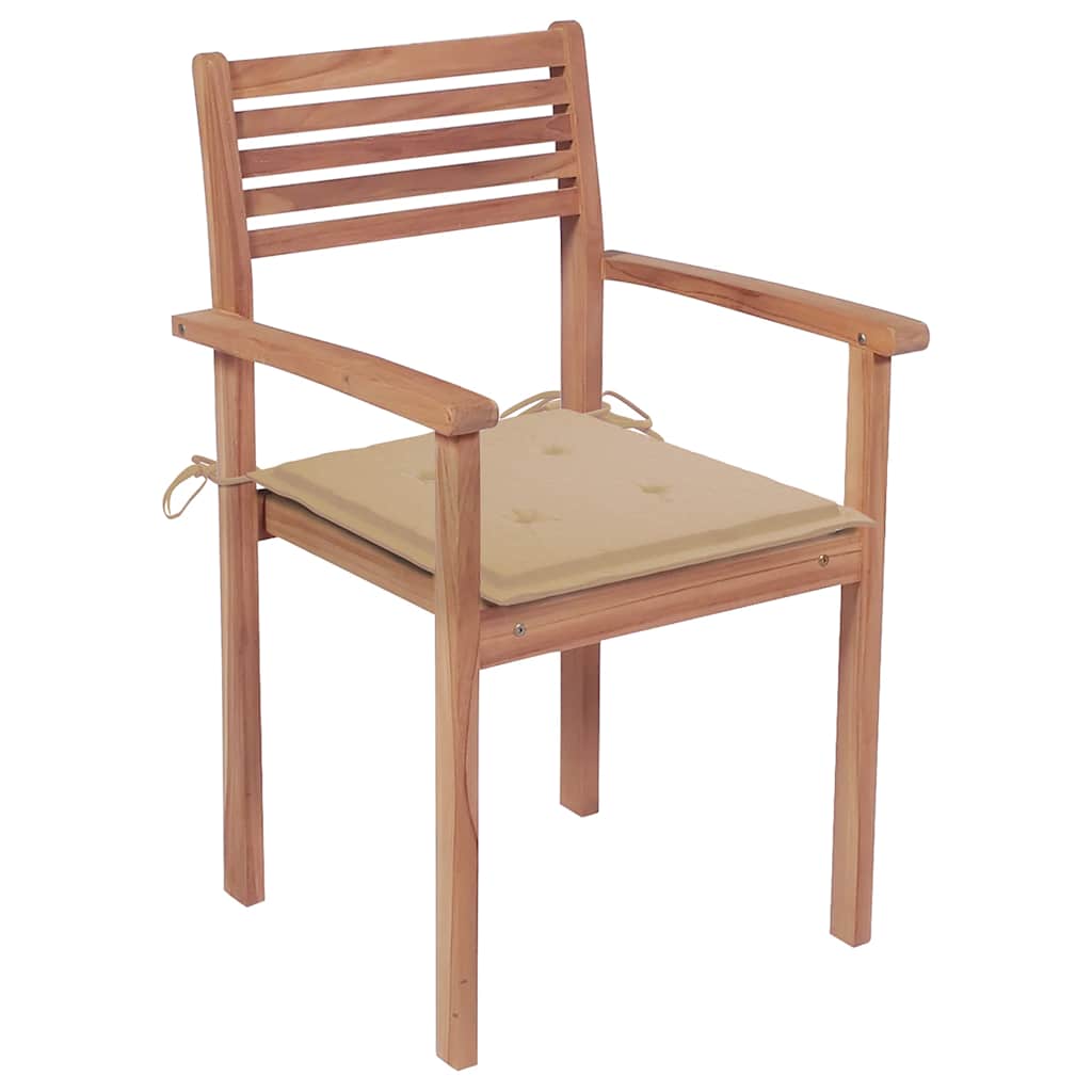 Sedie da Giardino Impilabili 8 pz con Cuscini Massello di Teak 3072603