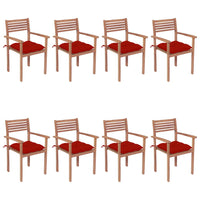 Sedie da Giardino Impilabili 8 pz con Cuscini Massello di Teak cod mxl 75155