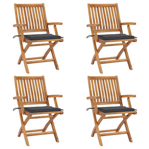 Sedie da Giardino Pieghevoli con Cuscini 4 pz Massello di Teak cod mxl 75171