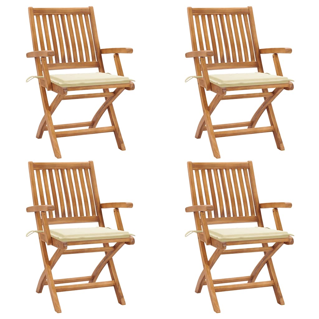 Sedie da Giardino Pieghevoli con Cuscini 4 pz Massello di Teak cod mxl 75182