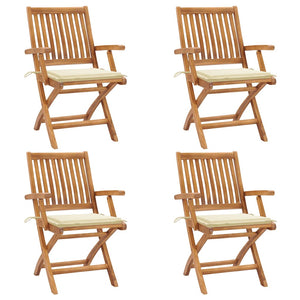 Sedie da Giardino Pieghevoli con Cuscini 4 pz Massello di Teak cod mxl 75182
