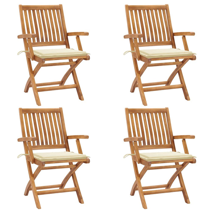 Sedie da Giardino Pieghevoli con Cuscini 4 pz Massello di Teak cod mxl 75182