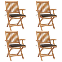 Sedie da Giardino Pieghevoli con Cuscini 4 pz Massello di Teak cod mxl 72153