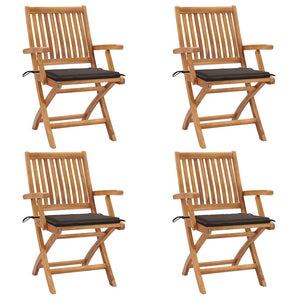 Sedie da Giardino Pieghevoli con Cuscini 4 pz Massello di Teak cod mxl 72153