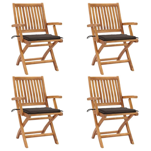 Sedie da Giardino Pieghevoli con Cuscini 4 pz Massello di Teak cod mxl 72153
