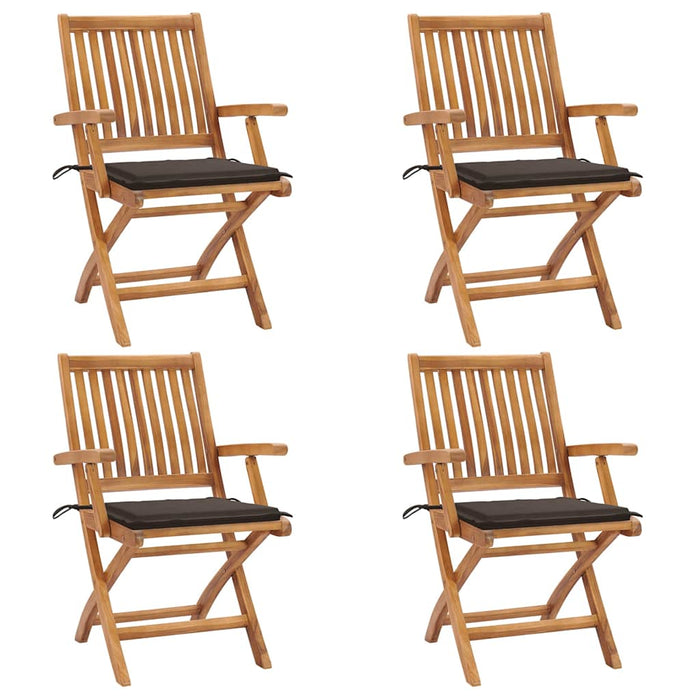 Sedie da Giardino Pieghevoli con Cuscini 4 pz Massello di Teak cod mxl 72153