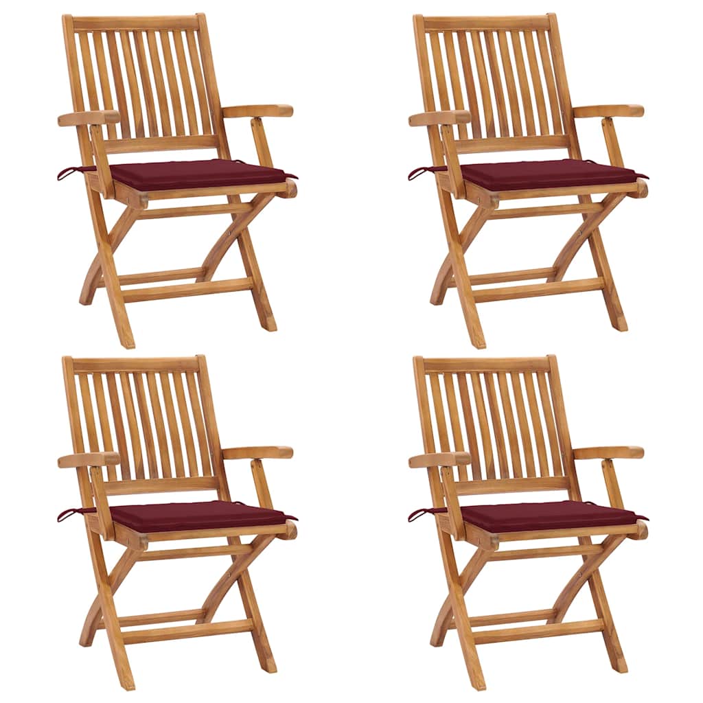 Sedie da Giardino Pieghevoli con Cuscini 4 pz Massello di Teak cod mxl 72160