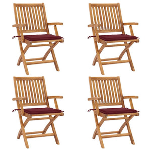 Sedie da Giardino Pieghevoli con Cuscini 4 pz Massello di Teak cod mxl 72160