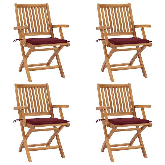 Sedie da Giardino Pieghevoli con Cuscini 4 pz Massello di Teak cod mxl 72160