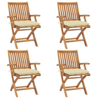 Sedie da Giardino Pieghevoli con Cuscini 4 pz Massello di Teak cod mxl 75178