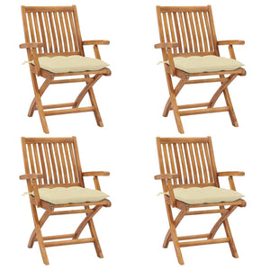 Sedie da Giardino Pieghevoli con Cuscini 4 pz Massello di Teak cod mxl 75178