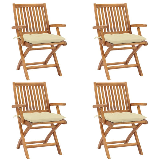 Sedie da Giardino Pieghevoli con Cuscini 4 pz Massello di Teak cod mxl 75178