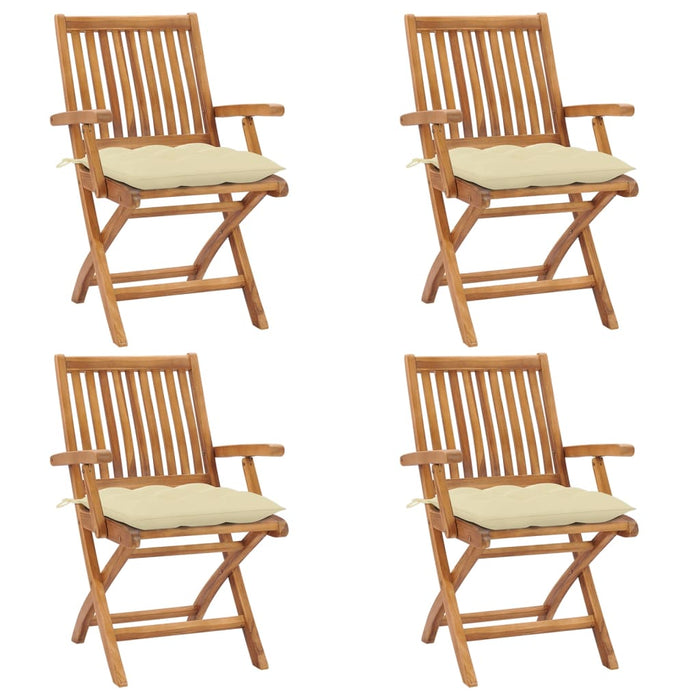 Sedie da Giardino Pieghevoli con Cuscini 4 pz Massello di Teak cod mxl 75178