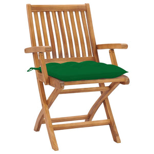 Sedie da Giardino Pieghevoli con Cuscini 4 pz Massello di Teak 3072743