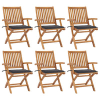 Sedie da Giardino Pieghevoli con Cuscini 6 pz Massello di Teak cod mxl 75188