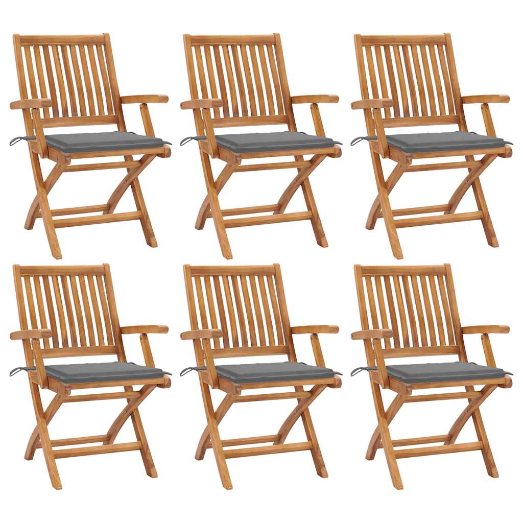 Sedie da Giardino Pieghevoli con Cuscini 6 pz Massello di Teak cod mxl 75189