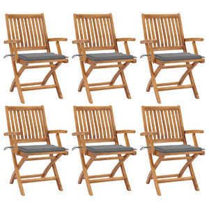 Sedie da Giardino Pieghevoli con Cuscini 6 pz Massello di Teak cod mxl 75189