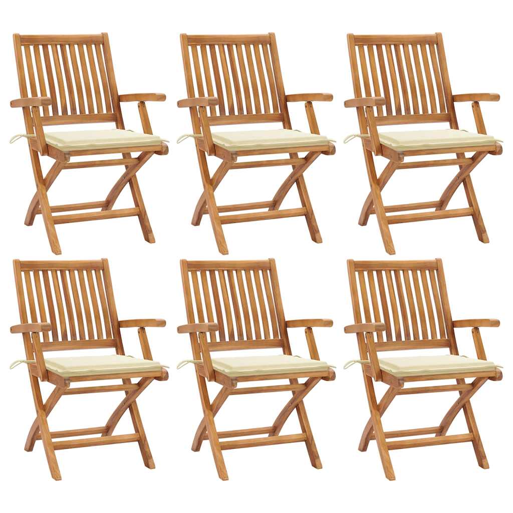 Sedie da Giardino Pieghevoli con Cuscini 6 pz Massello di Teak cod mxl 75193
