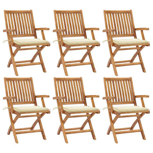 Sedie da Giardino Pieghevoli con Cuscini 6 pz Massello di Teak cod mxl 75193