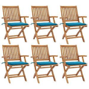 Sedie da Giardino Pieghevoli con Cuscini 6 pz Massello di Teak cod mxl 72151