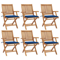Sedie da Giardino Pieghevoli con Cuscini 6 pz Massello di Teak cod mxl 75194