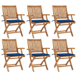 Sedie da Giardino Pieghevoli con Cuscini 6 pz Massello di Teak cod mxl 75194