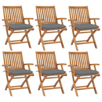 Sedie da Giardino Pieghevoli con Cuscini 6 pz Massello di Teak cod mxl 72167