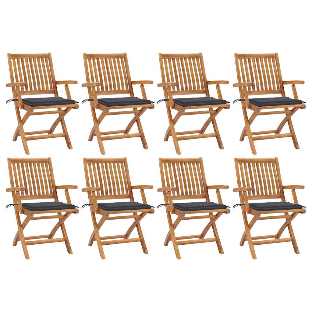 Sedie da Giardino Pieghevoli con Cuscini 8 pz Massello di Teak cod mxl 72170