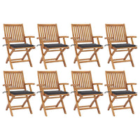 Sedie da Giardino Pieghevoli con Cuscini 8 pz Massello di Teak cod mxl 72170