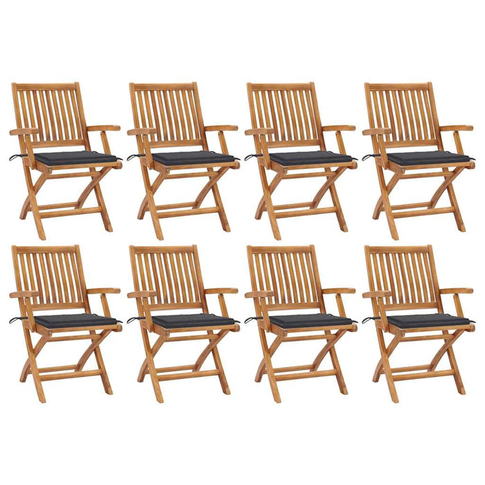 Sedie da Giardino Pieghevoli con Cuscini 8 pz Massello di Teak cod mxl 72170