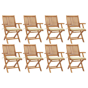 Sedie da Giardino Pieghevoli con Cuscini 8 pz Massello di Teak cod mxl 75205
