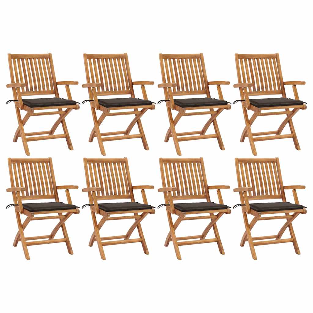Sedie da Giardino Pieghevoli con Cuscini 8 pz Massello di Teak cod mxl 72177
