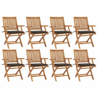 Sedie da Giardino Pieghevoli con Cuscini 8 pz Massello di Teak cod mxl 72177