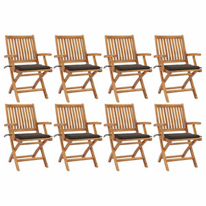 Sedie da Giardino Pieghevoli con Cuscini 8 pz Massello di Teak cod mxl 72177