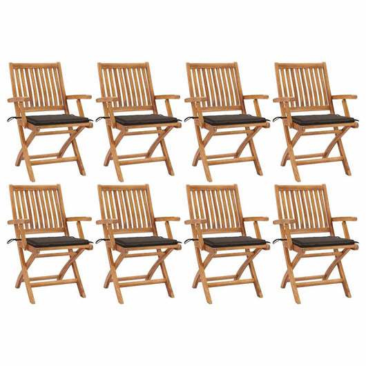 Sedie da Giardino Pieghevoli con Cuscini 8 pz Massello di Teak cod mxl 72177