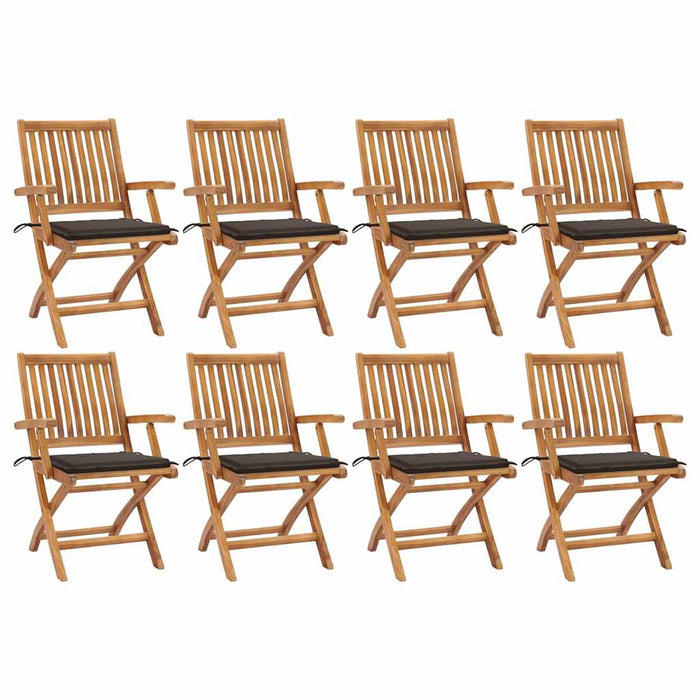 Sedie da Giardino Pieghevoli con Cuscini 8 pz Massello di Teak cod mxl 72177