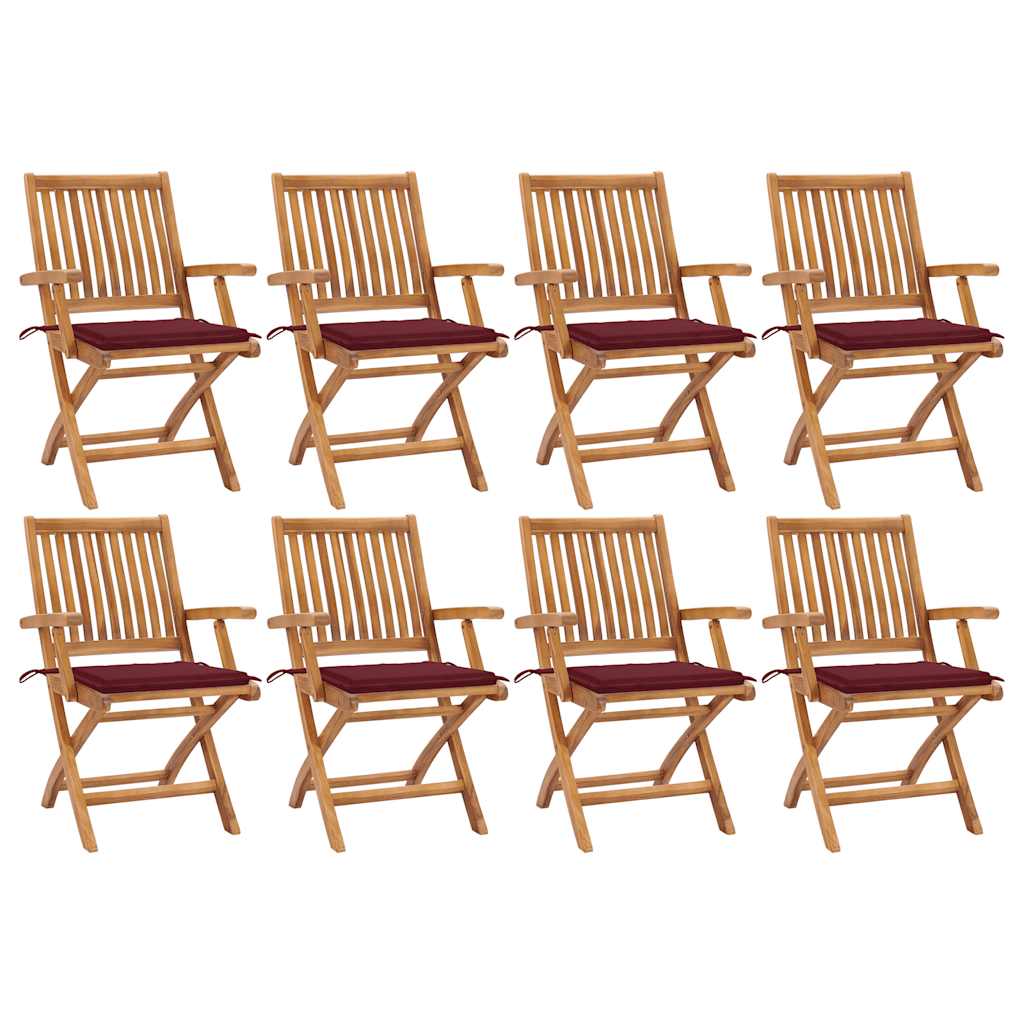Sedie da Giardino Pieghevoli con Cuscini 8 pz Massello di Teak cod mxl 72172