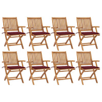Sedie da Giardino Pieghevoli con Cuscini 8 pz Massello di Teak cod mxl 72172