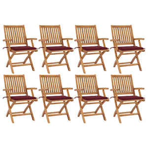 Sedie da Giardino Pieghevoli con Cuscini 8 pz Massello di Teak cod mxl 72172
