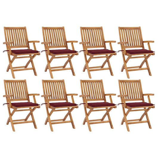 Sedie da Giardino Pieghevoli con Cuscini 8 pz Massello di Teak cod mxl 72172