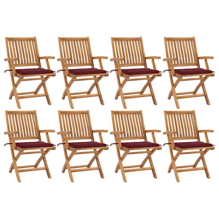 Sedie da Giardino Pieghevoli con Cuscini 8 pz Massello di Teak cod mxl 72172