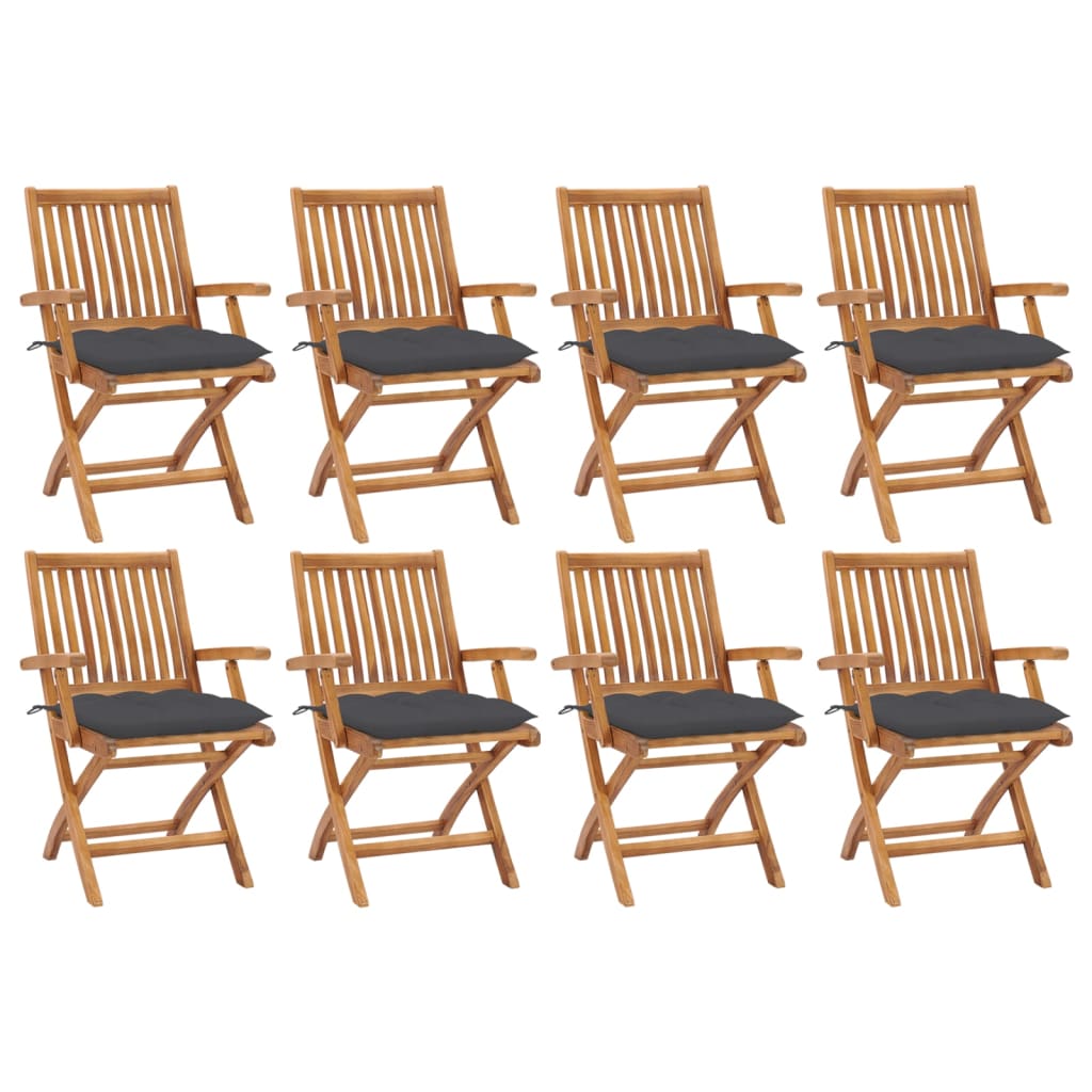 Sedie da Giardino Pieghevoli con Cuscini 8 pz Massello di Teak cod mxl 75200