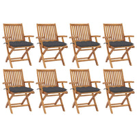 Sedie da Giardino Pieghevoli con Cuscini 8 pz Massello di Teak cod mxl 75200
