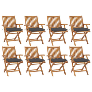 Sedie da Giardino Pieghevoli con Cuscini 8 pz Massello di Teak cod mxl 75200