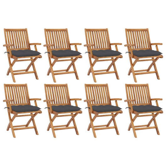 Sedie da Giardino Pieghevoli con Cuscini 8 pz Massello di Teak cod mxl 75200