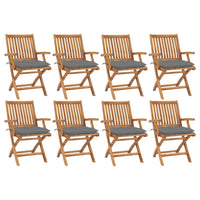 Sedie da Giardino Pieghevoli con Cuscini 8 pz Massello di Teak cod mxl 72185