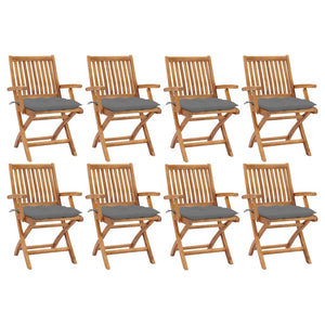 Sedie da Giardino Pieghevoli con Cuscini 8 pz Massello di Teak cod mxl 72185