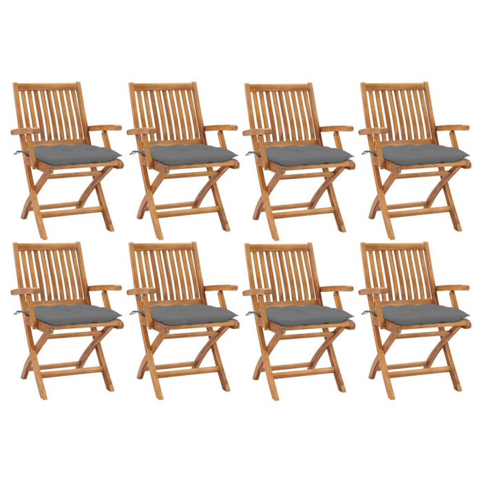 Sedie da Giardino Pieghevoli con Cuscini 8 pz Massello di Teak cod mxl 72185
