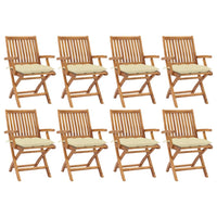 Sedie da Giardino Pieghevoli con Cuscini 8 pz Massello di Teak cod mxl 75208