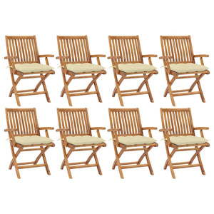 Sedie da Giardino Pieghevoli con Cuscini 8 pz Massello di Teak cod mxl 75208